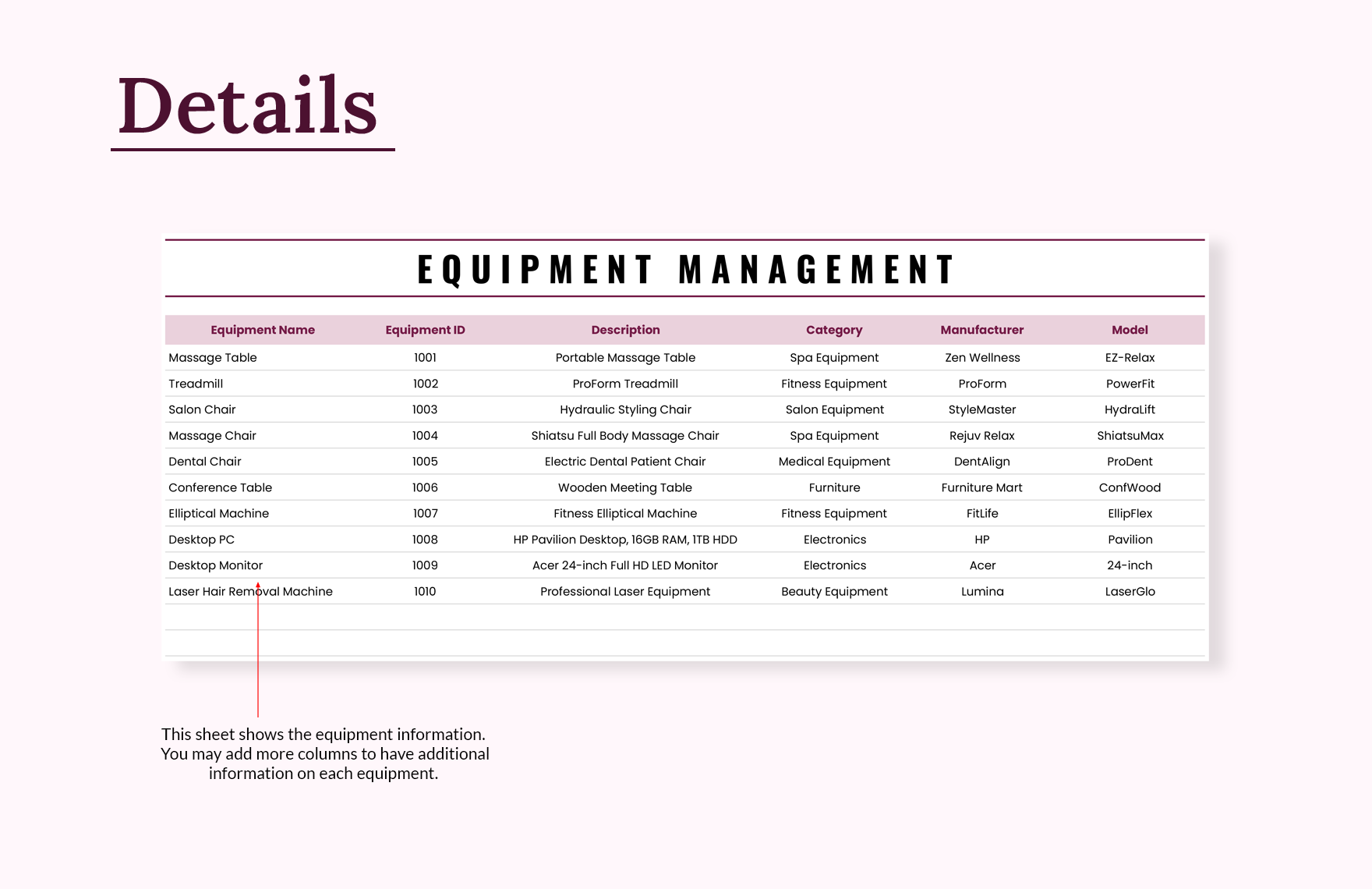 Equipment Inventory Template - Download in Excel, Google Sheets ...