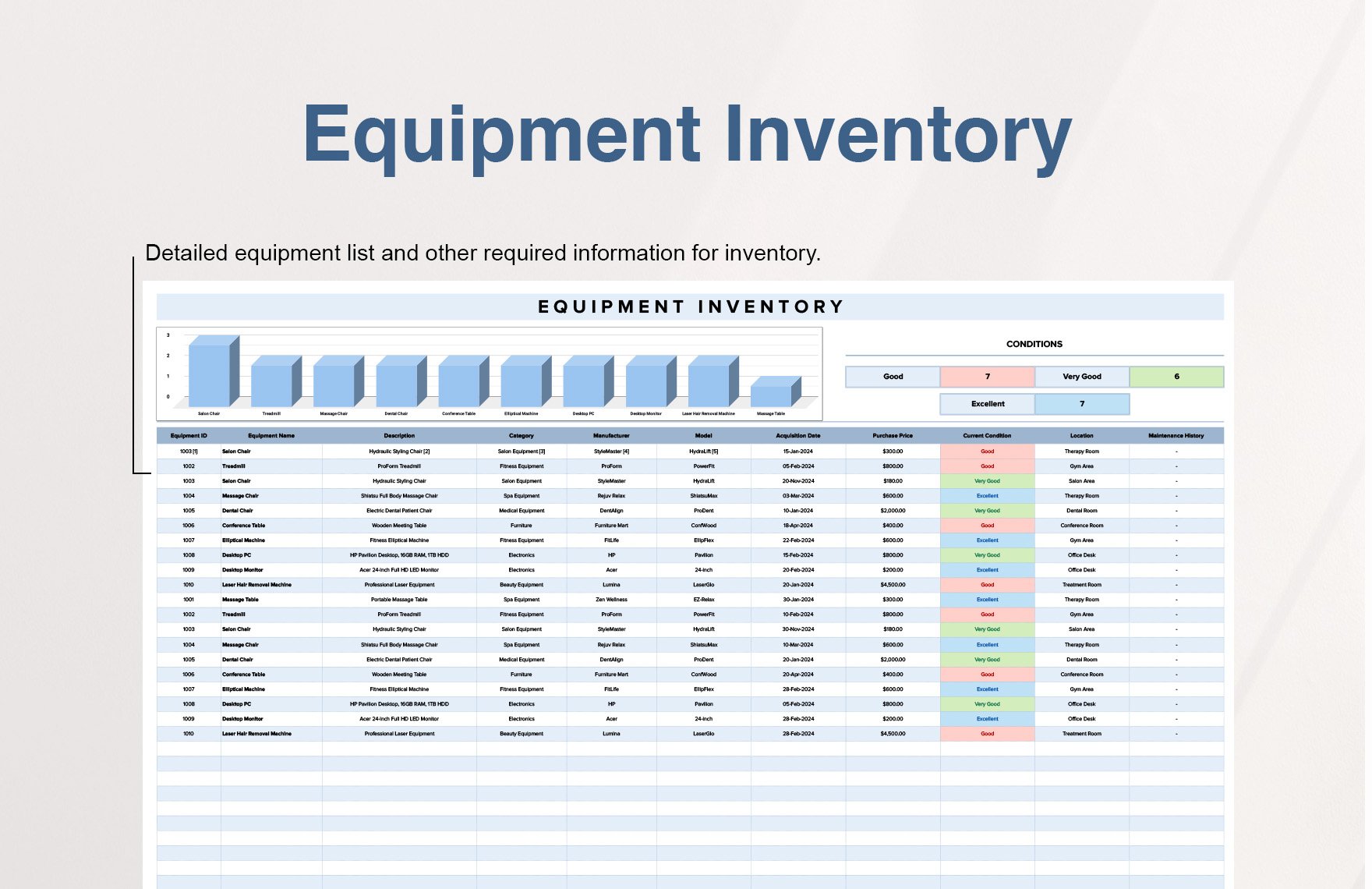 Equipment Inventory Template