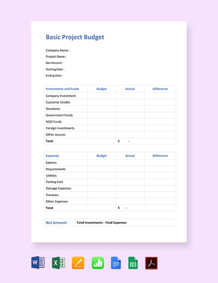 Basic Project Budget Template