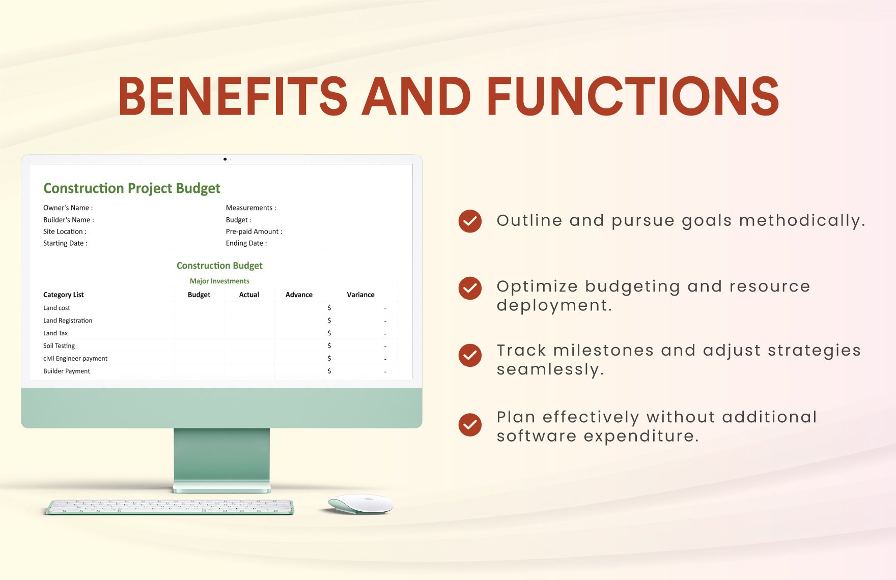 Construction Project Budget Template