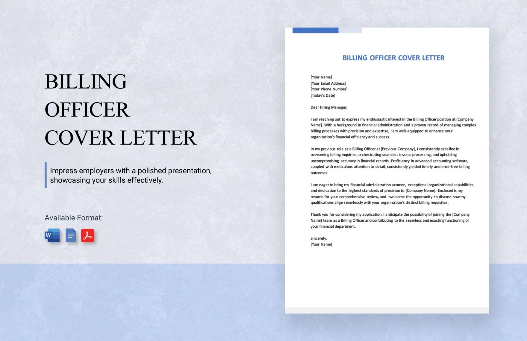 Billing Officer Cover Letter in Word, Google Docs, PDF