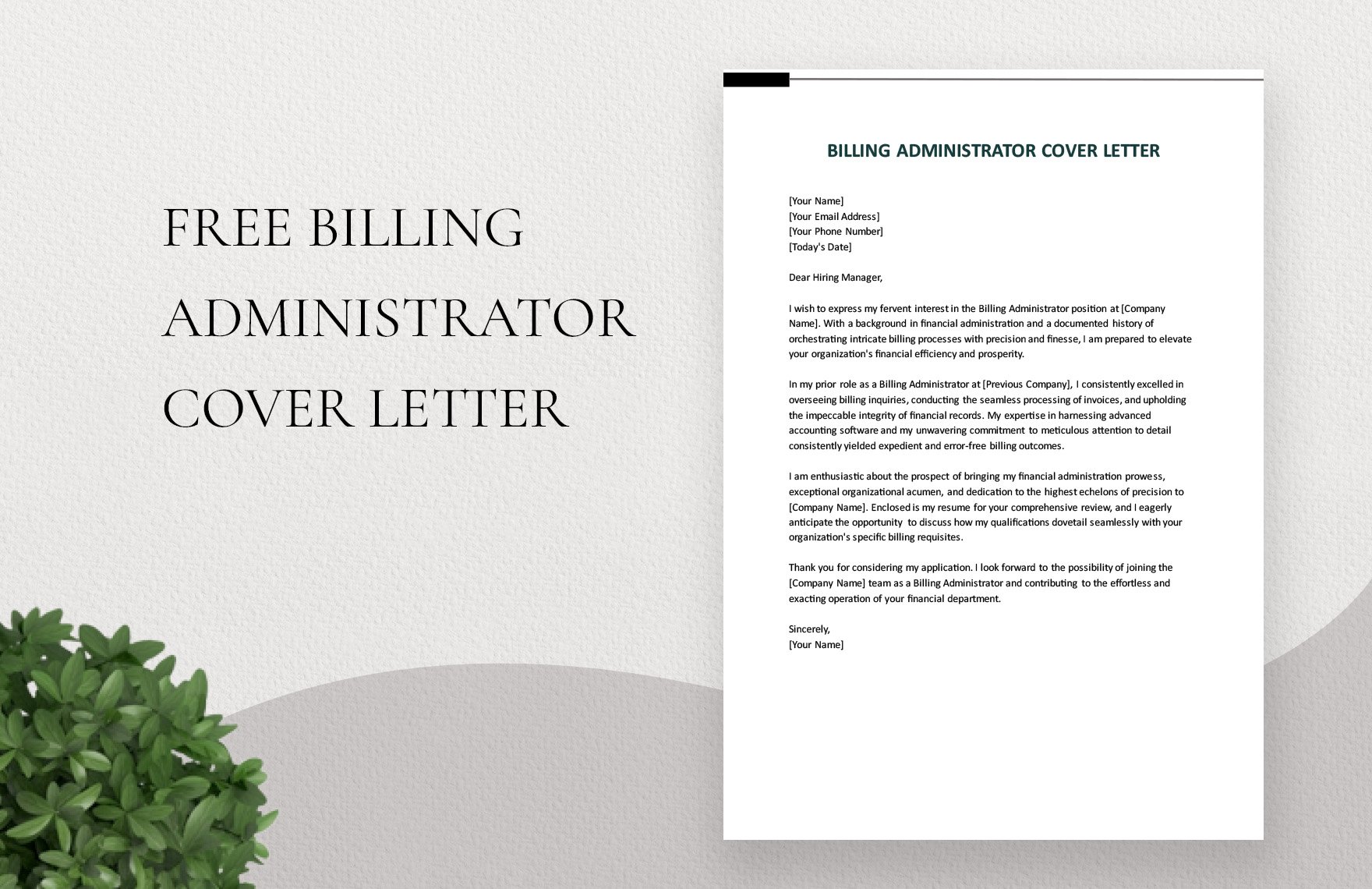 Billing Administrator Cover Letter