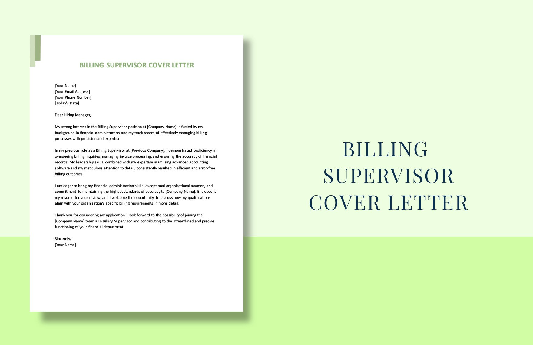 Billing Supervisor Cover Letter