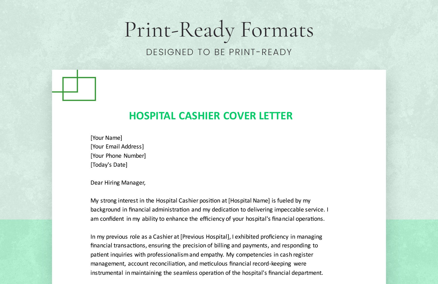 Hospital Cashier Cover Letter