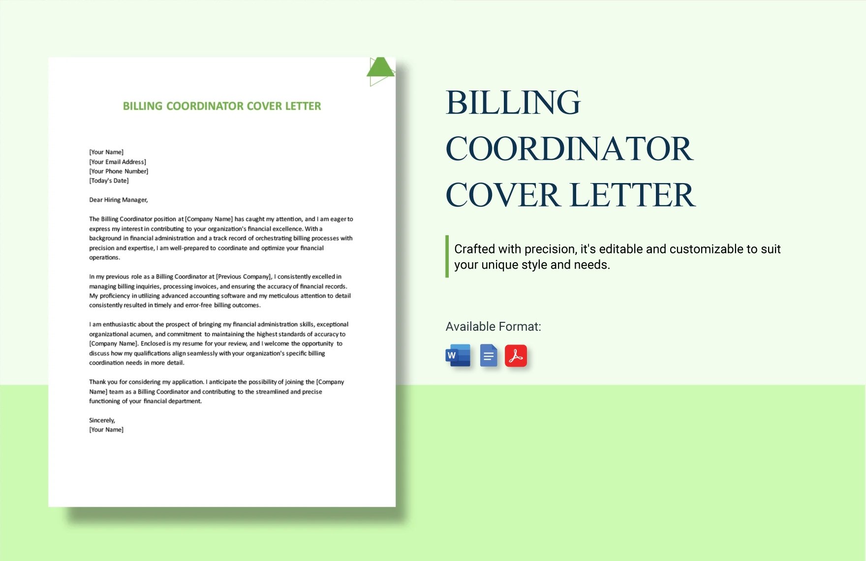 Billing Coordinator Cover Letter in Word, Google Docs, PDF