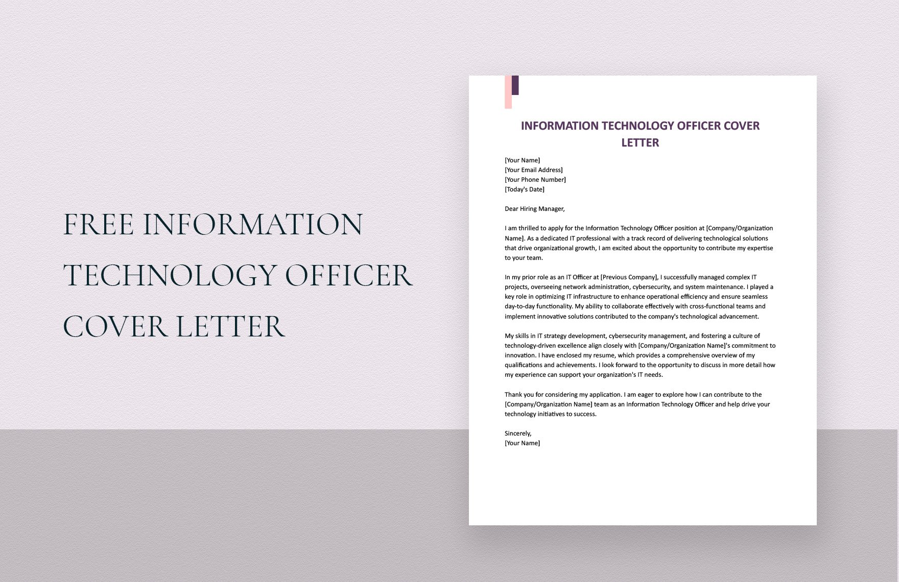 Information Technology Officer Cover Letter in Word, Google Docs