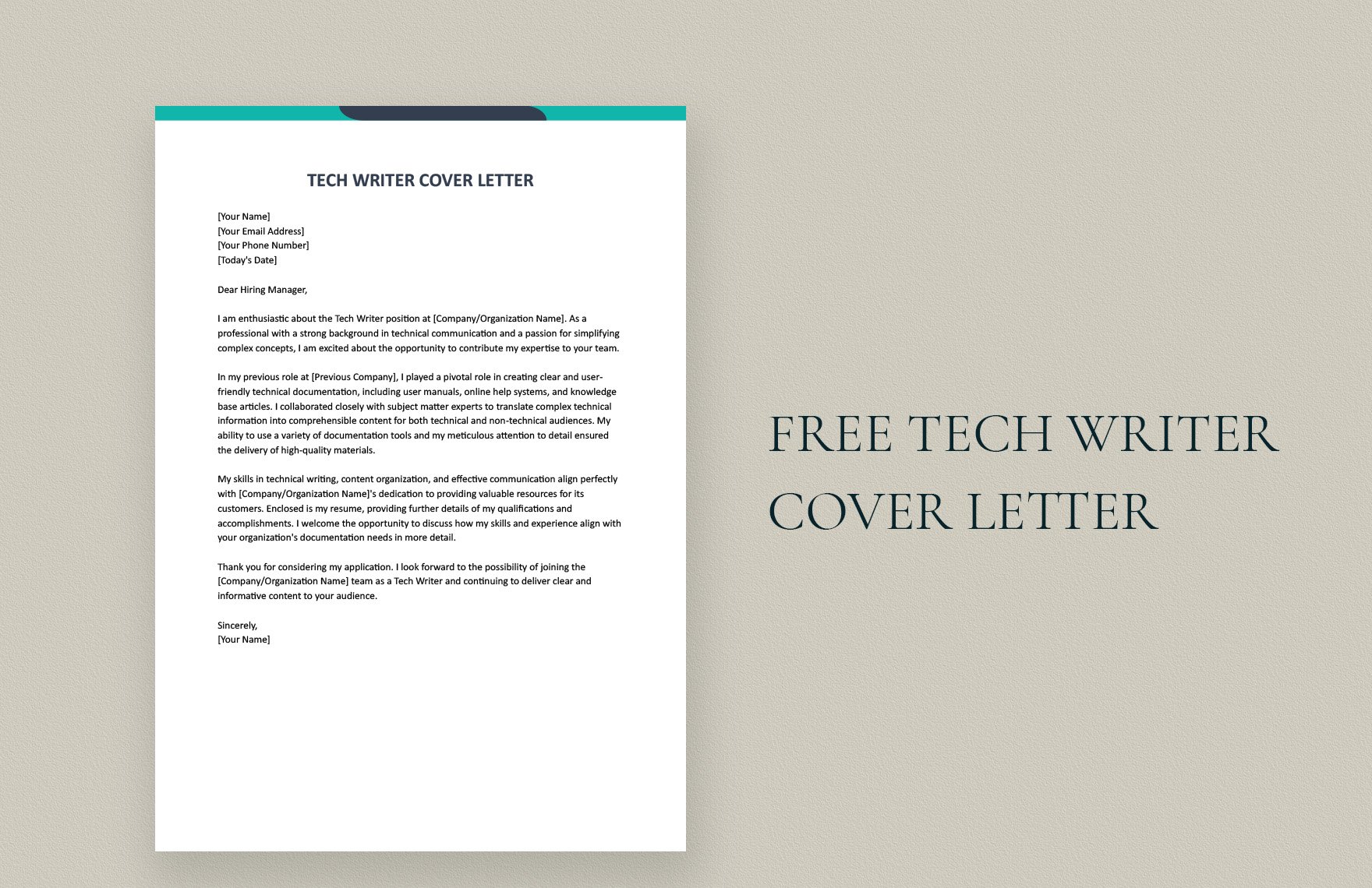 Tech Writer Cover Letter