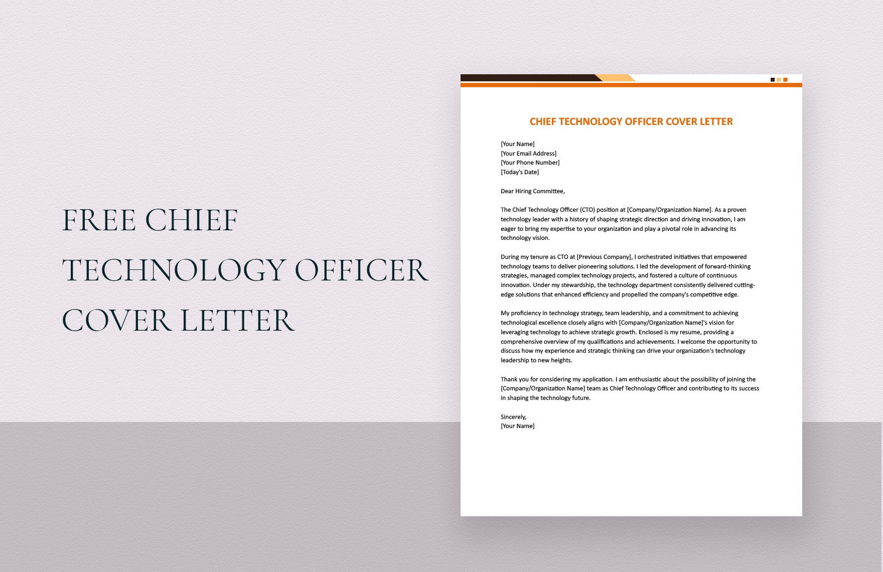 Chief Technology Officer Cover Letter