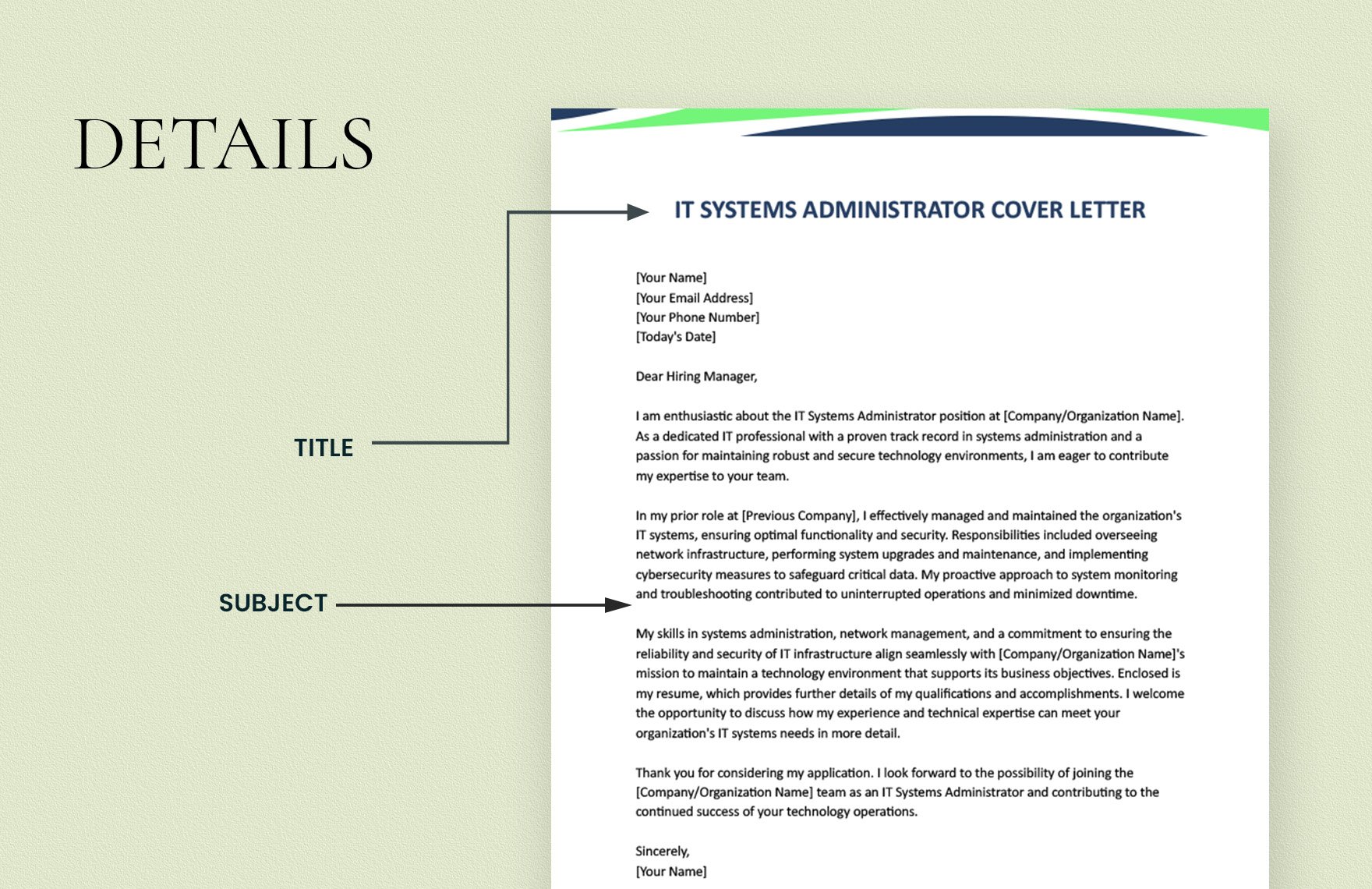 IT Systems Administrator Cover Letter