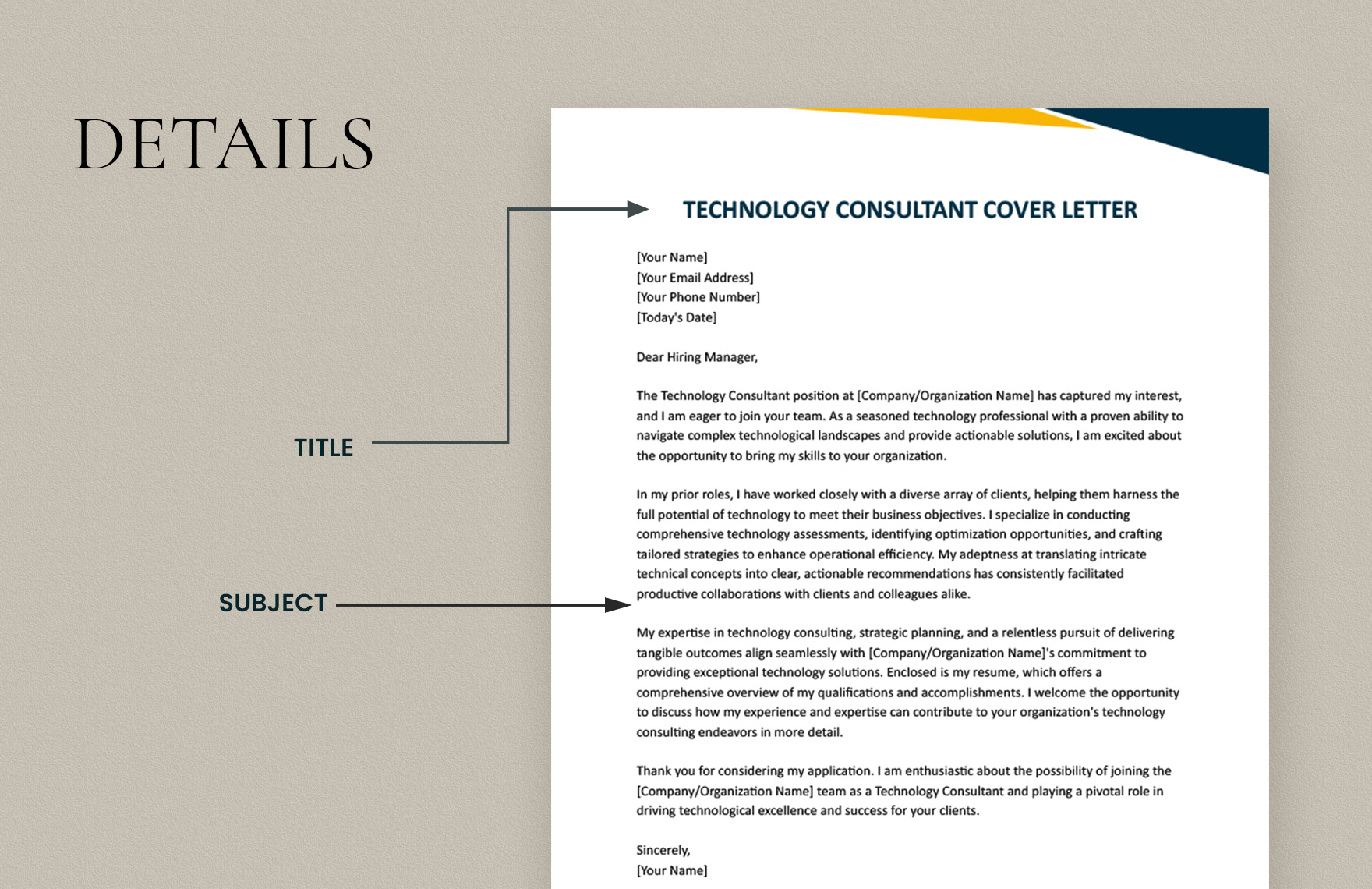 Technology Consultant Cover Letter