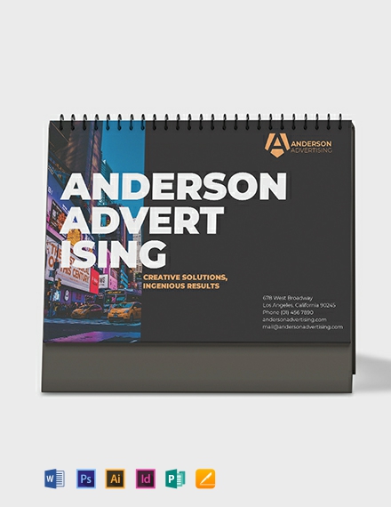 Advertising agency Desk Calendar Template - Illustrator, InDesign, Word, Apple Pages, PSD, Publisher