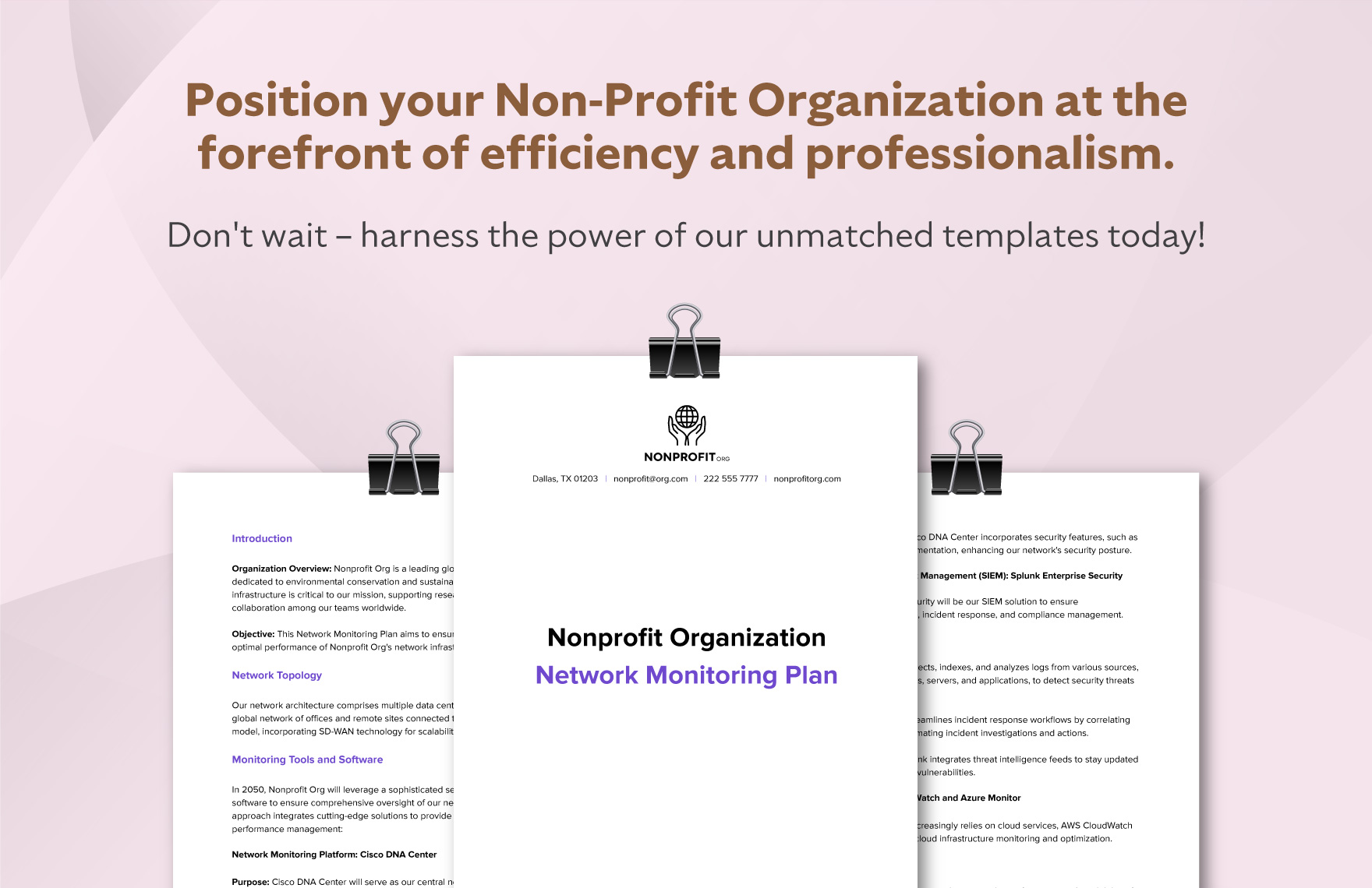Nonprofit Organization Network Monitoring Plan Template