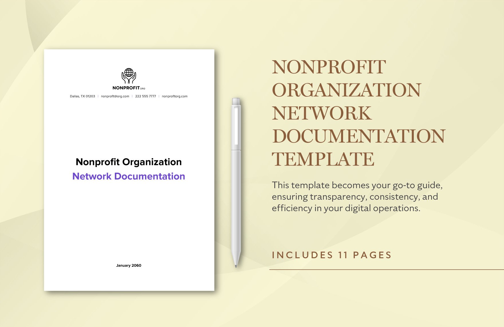 Nonprofit Organization Network Documentation Template in Word, Google Docs, PDF