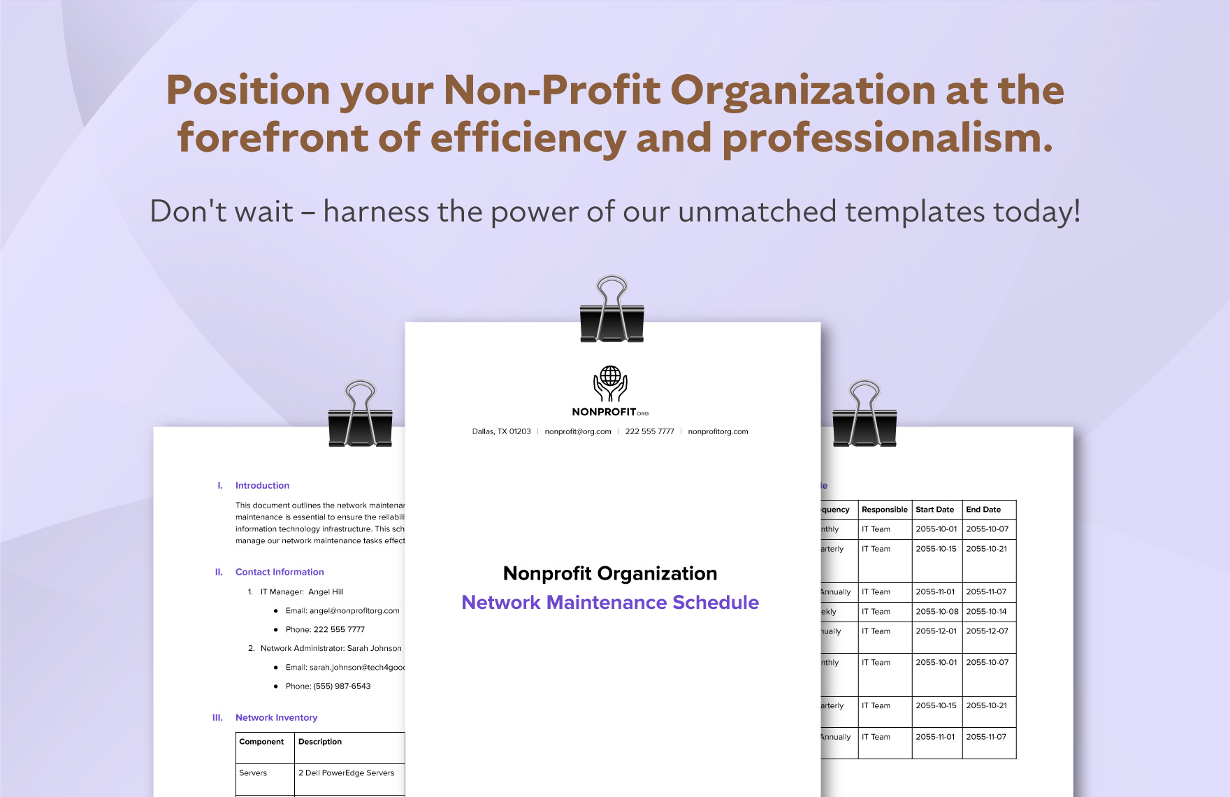 Nonprofit Organization Network Maintenance Schedule Template
