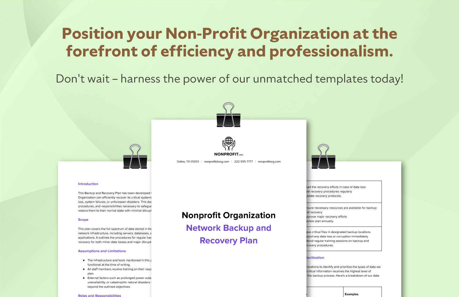 Nonprofit Organization Network Backup and Recovery Plan Template