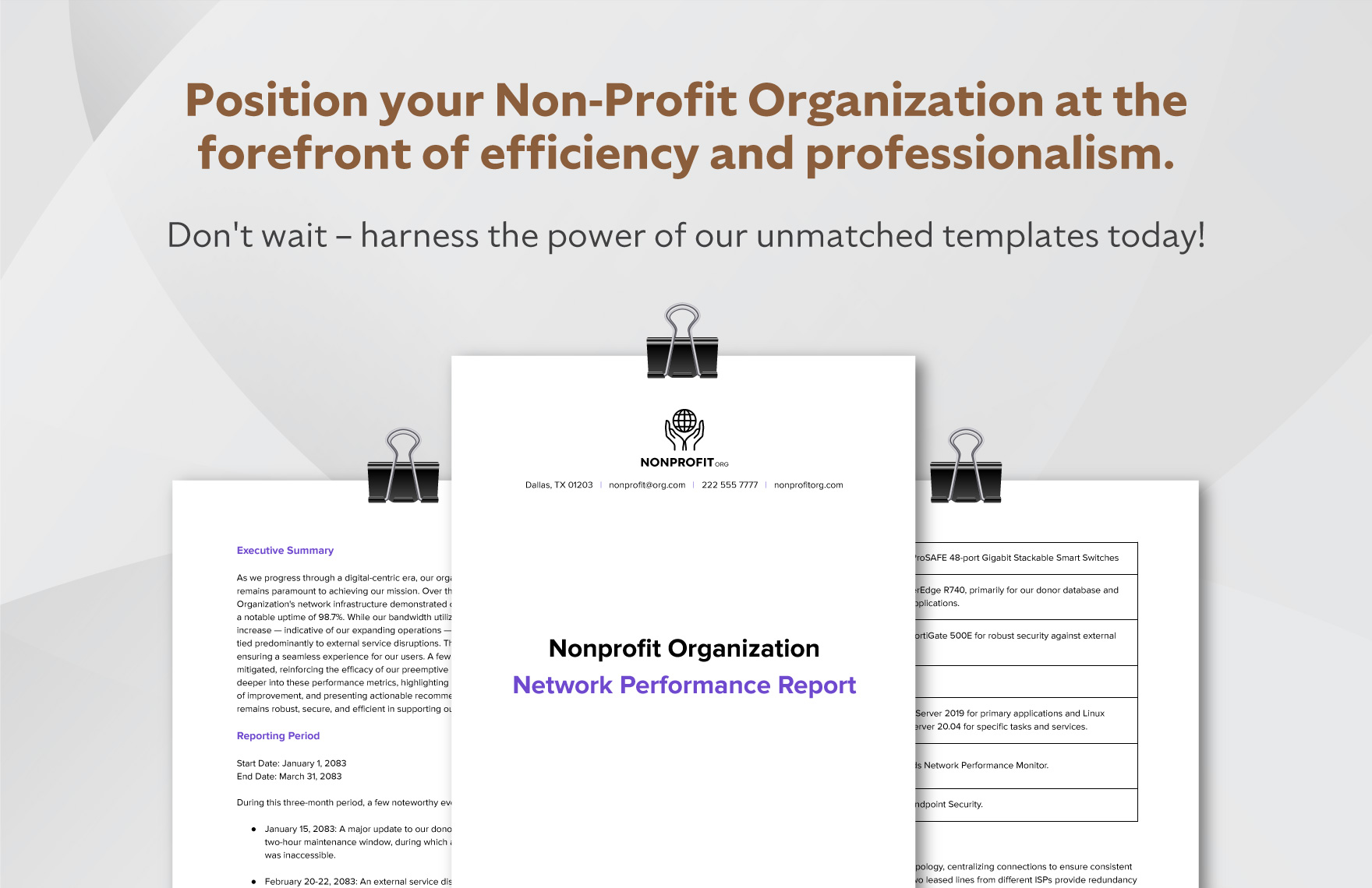 Nonprofit Organization Network Performance Report Template