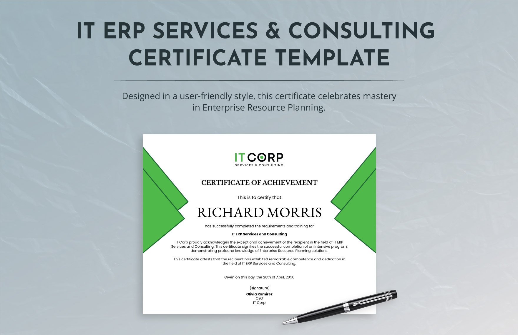 IT ERP Services & Consulting Certificate Template