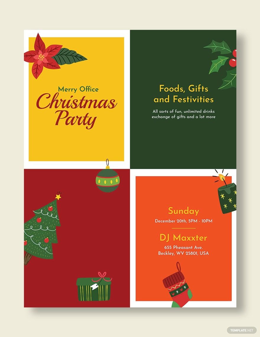 Office Holiday Party Poster Template