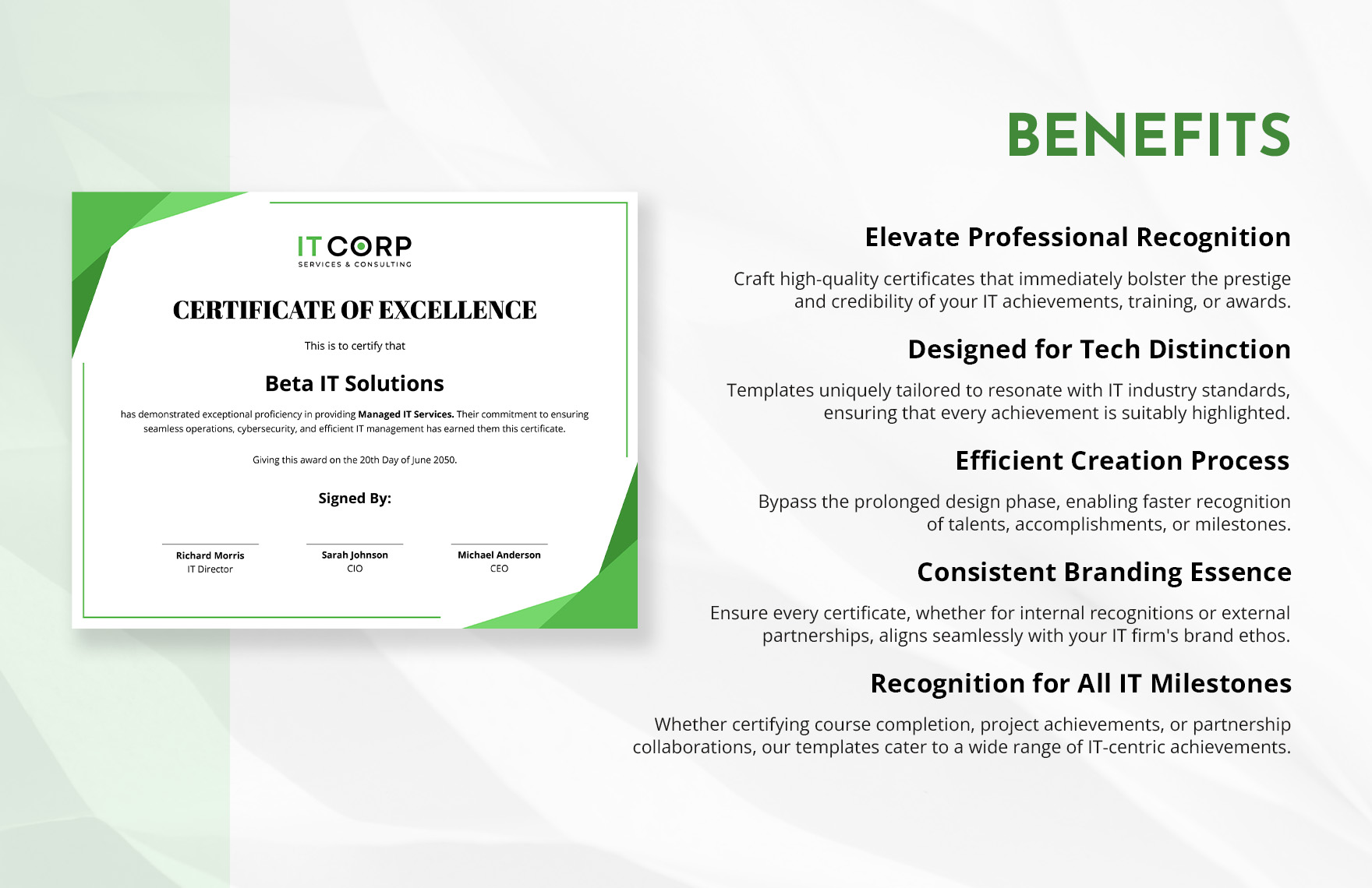 Managed IT Services Certificate Template
