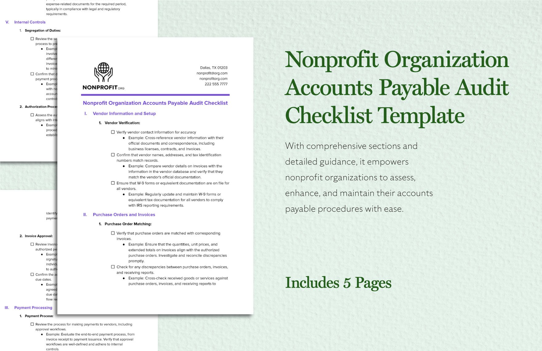 Nonprofit Organization Accounts Payable Audit Checklist Template