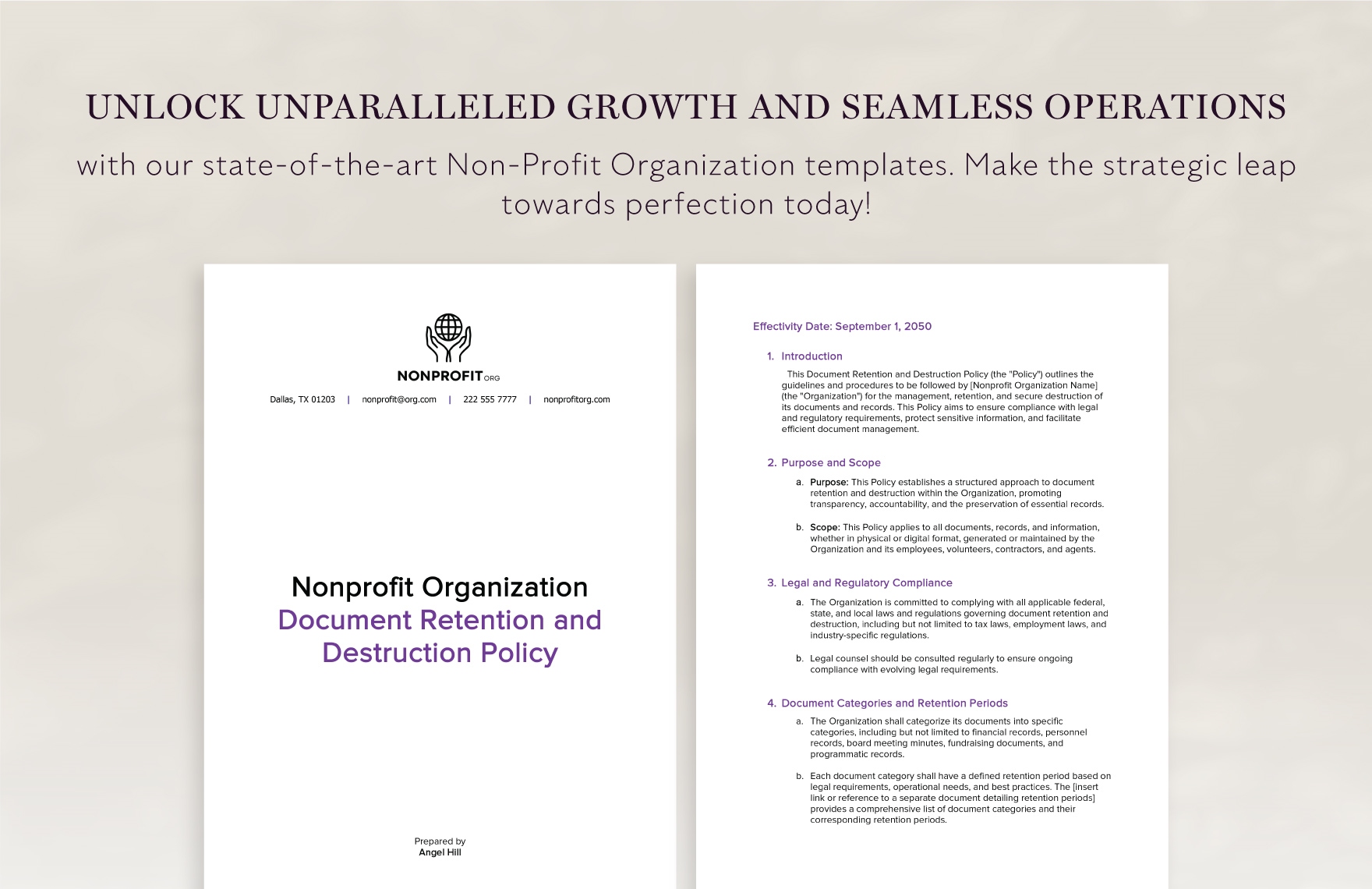 Nonprofit Organization Document Retention and Destruction Policy Template