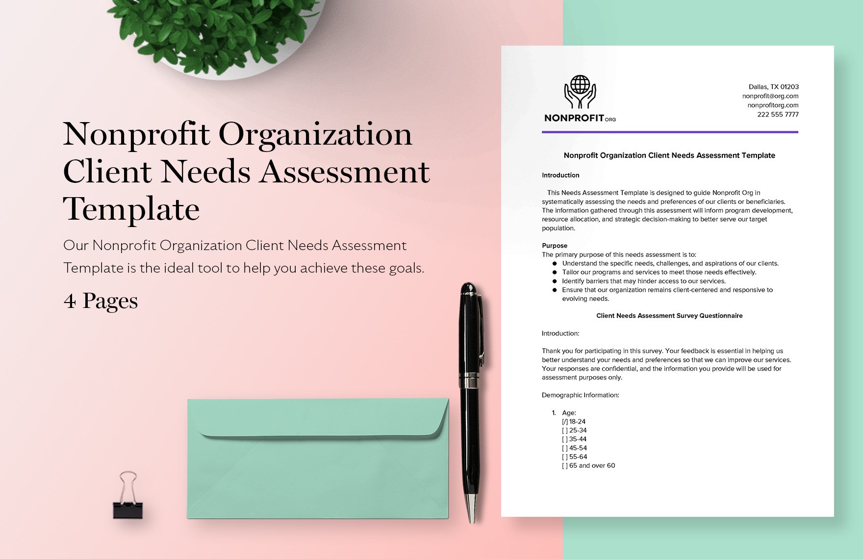 Nonprofit Organization Client Needs Assessment Template