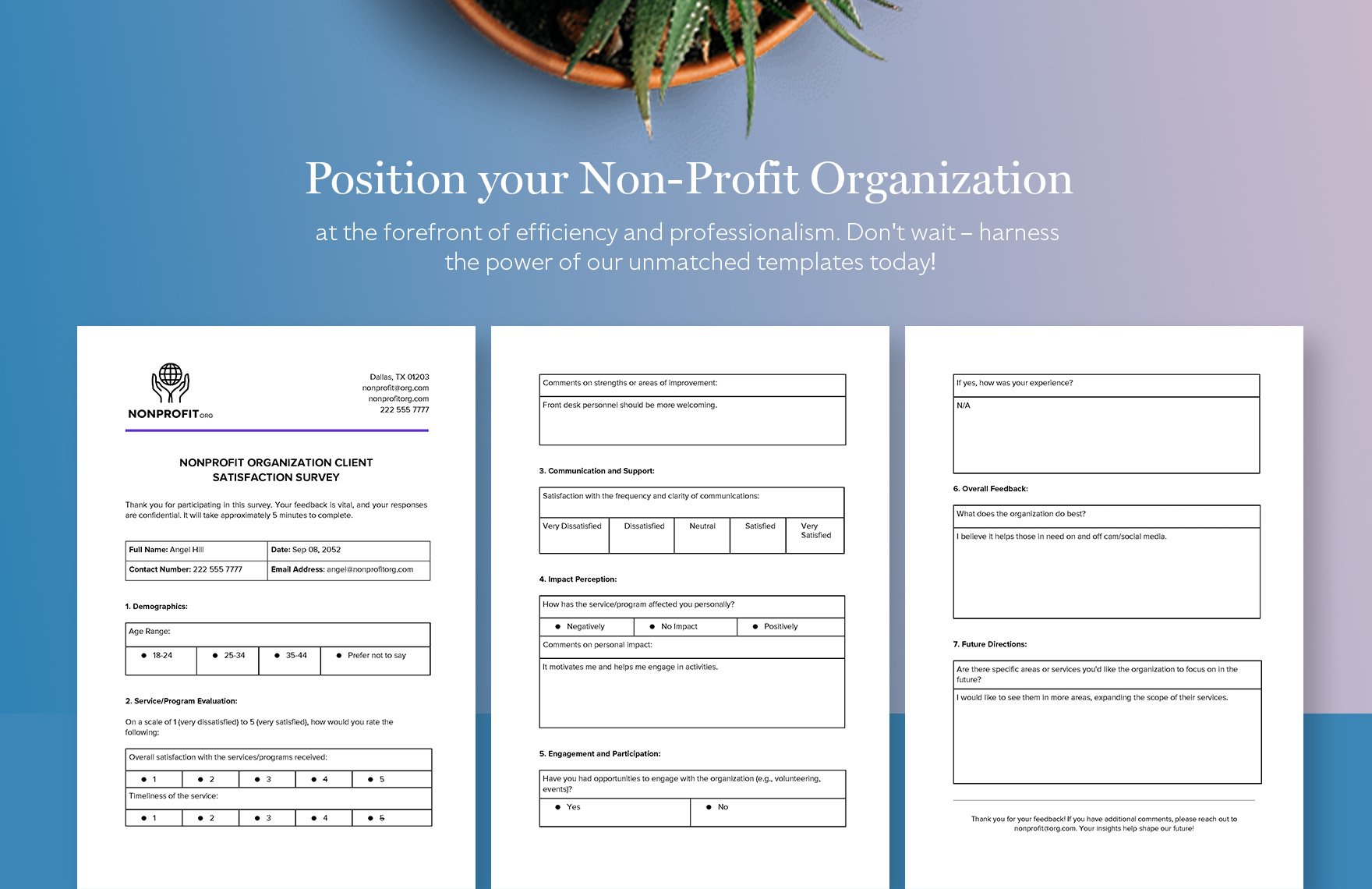 Nonprofit Organization Client Satisfaction Survey Template