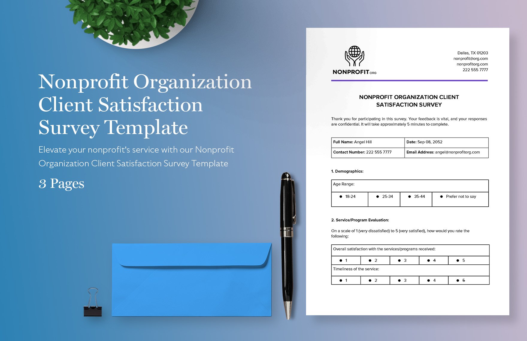 Nonprofit Organization Client Satisfaction Survey Template