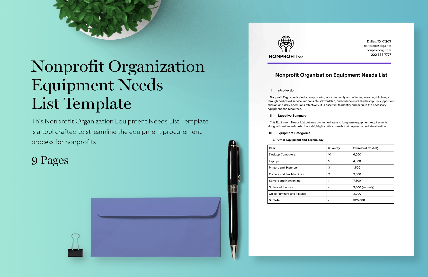 Nonprofit Organization Equipment Needs List Template in Word, PDF, Google Docs - Download | Template.net