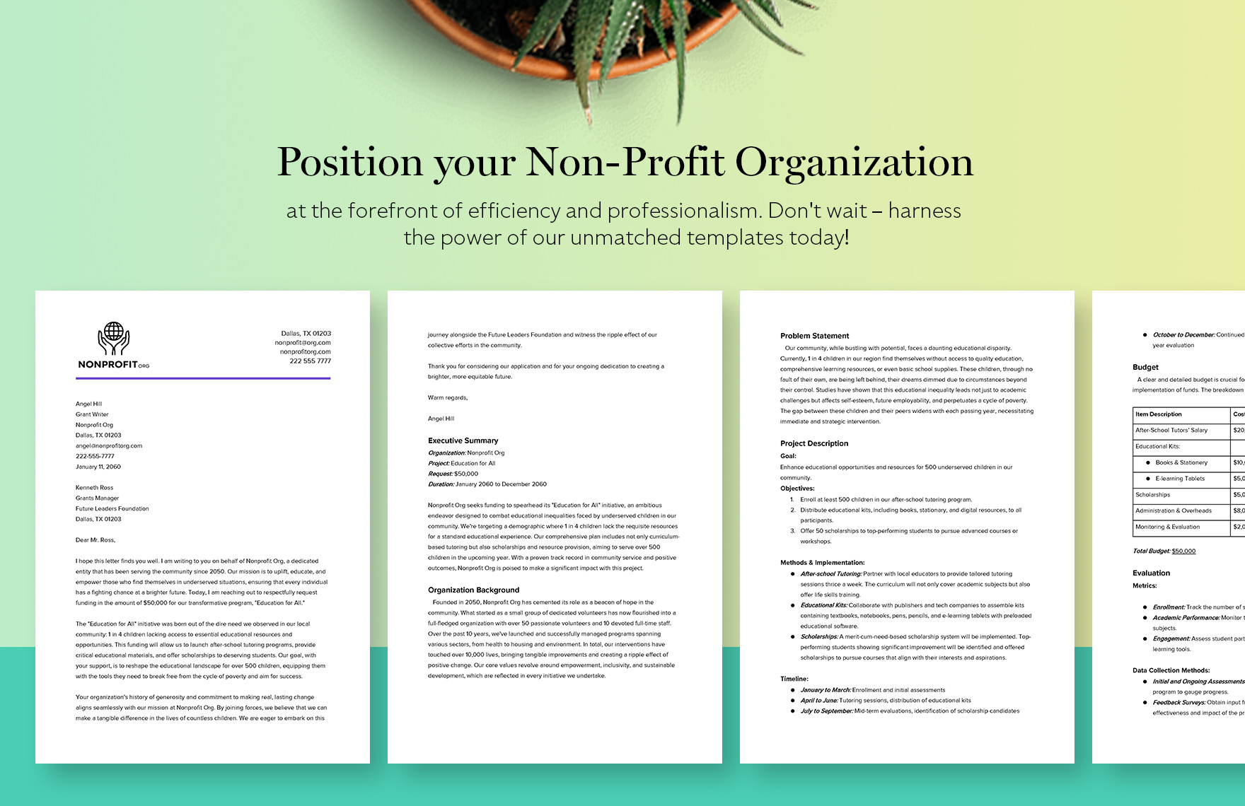 Nonprofit Organization Grant Application Template