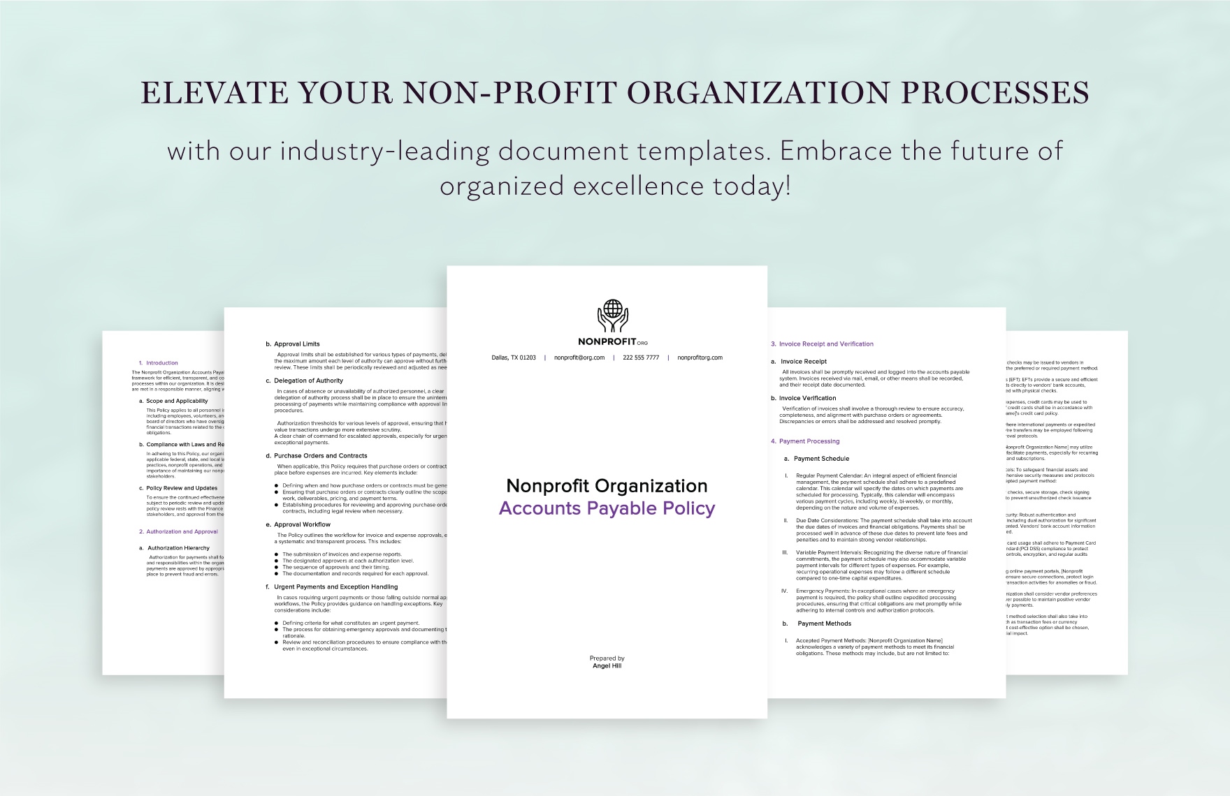 Nonprofit Organization Accounts Payable Policy Template