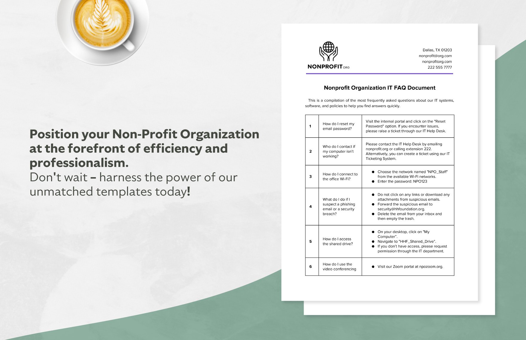 Nonprofit Organization IT FAQ Document Template