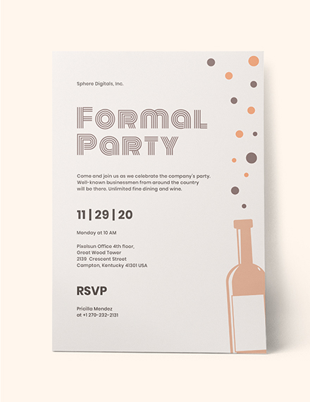 Formal Party Invitation Template - Word (DOC) | PSD | Apple (MAC) Pages