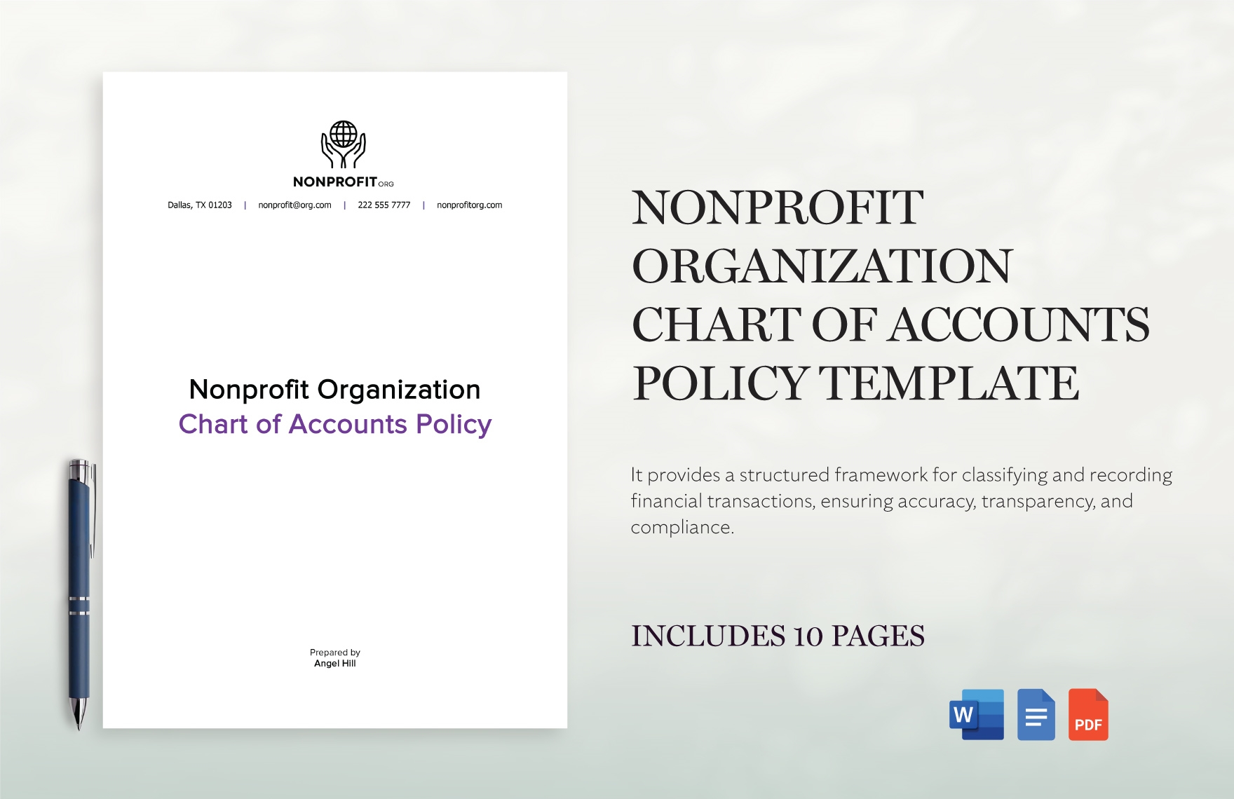 Nonprofit Organization Chart of Accounts Policy Template in Word, Google Docs, PDF