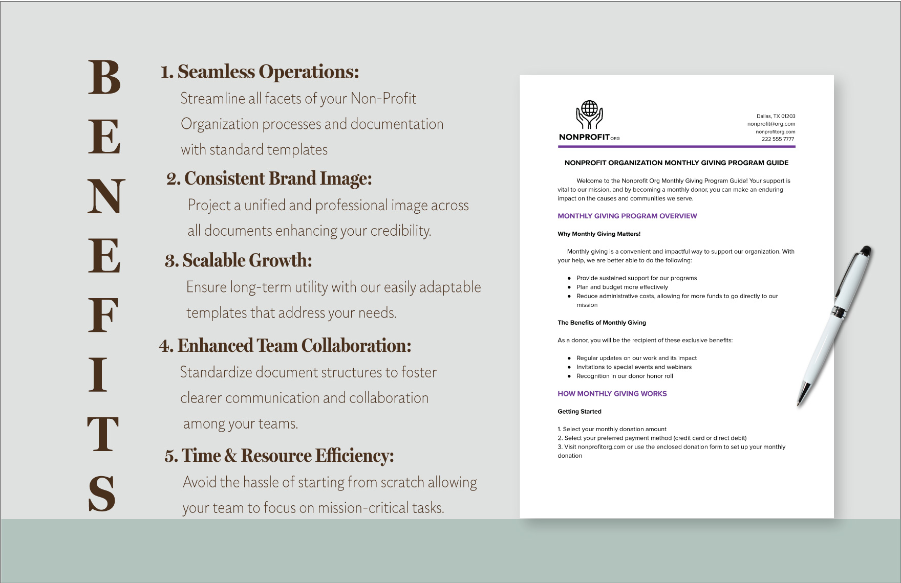 Nonprofit Organization Monthly Giving Program Guide Template