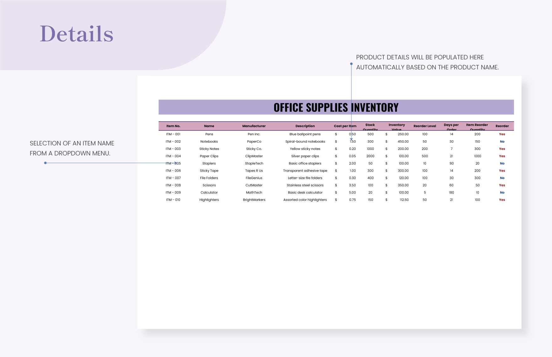 Office Supplies Inventory Template Download in Excel, Google Sheets
