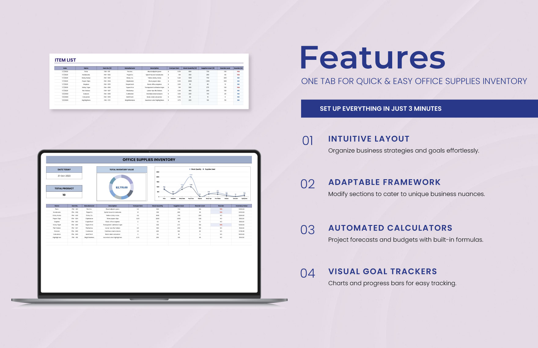 Office Supplies Inventory Template Download in Excel, Google Sheets