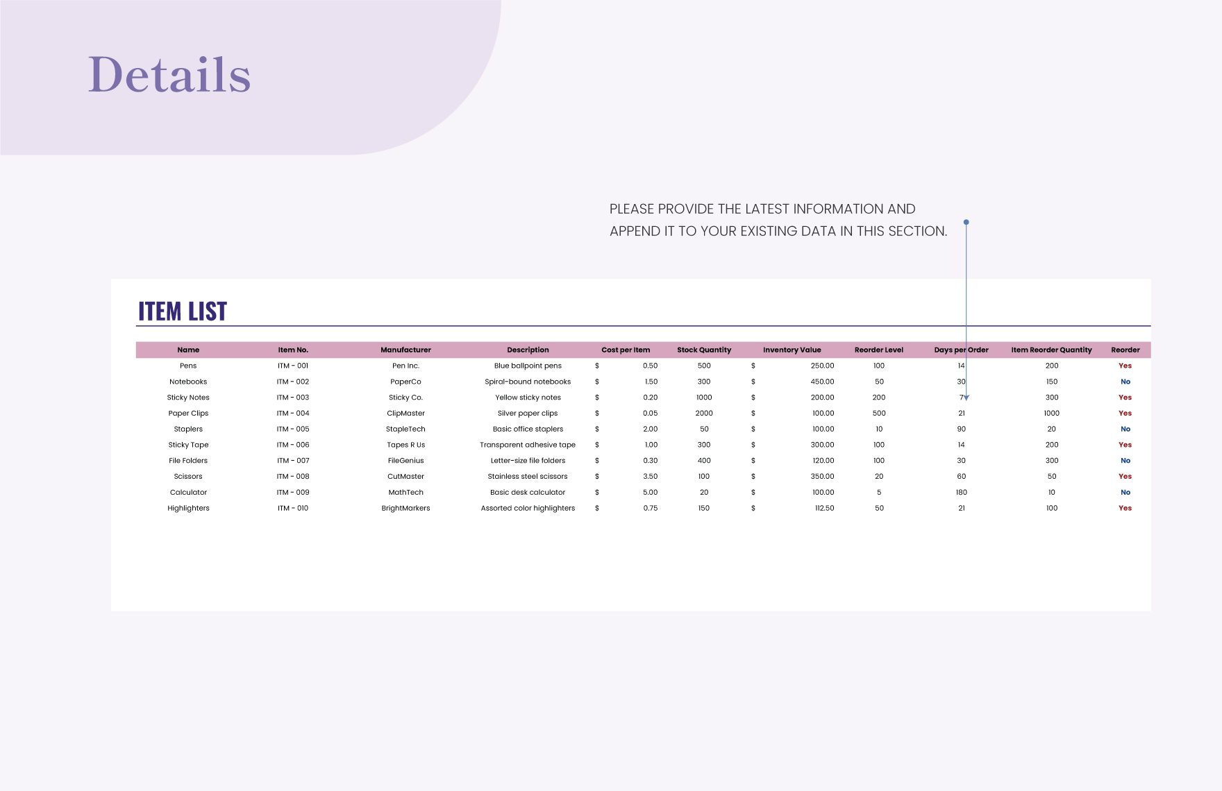 Office Supplies Inventory Template Download in Excel, Google Sheets