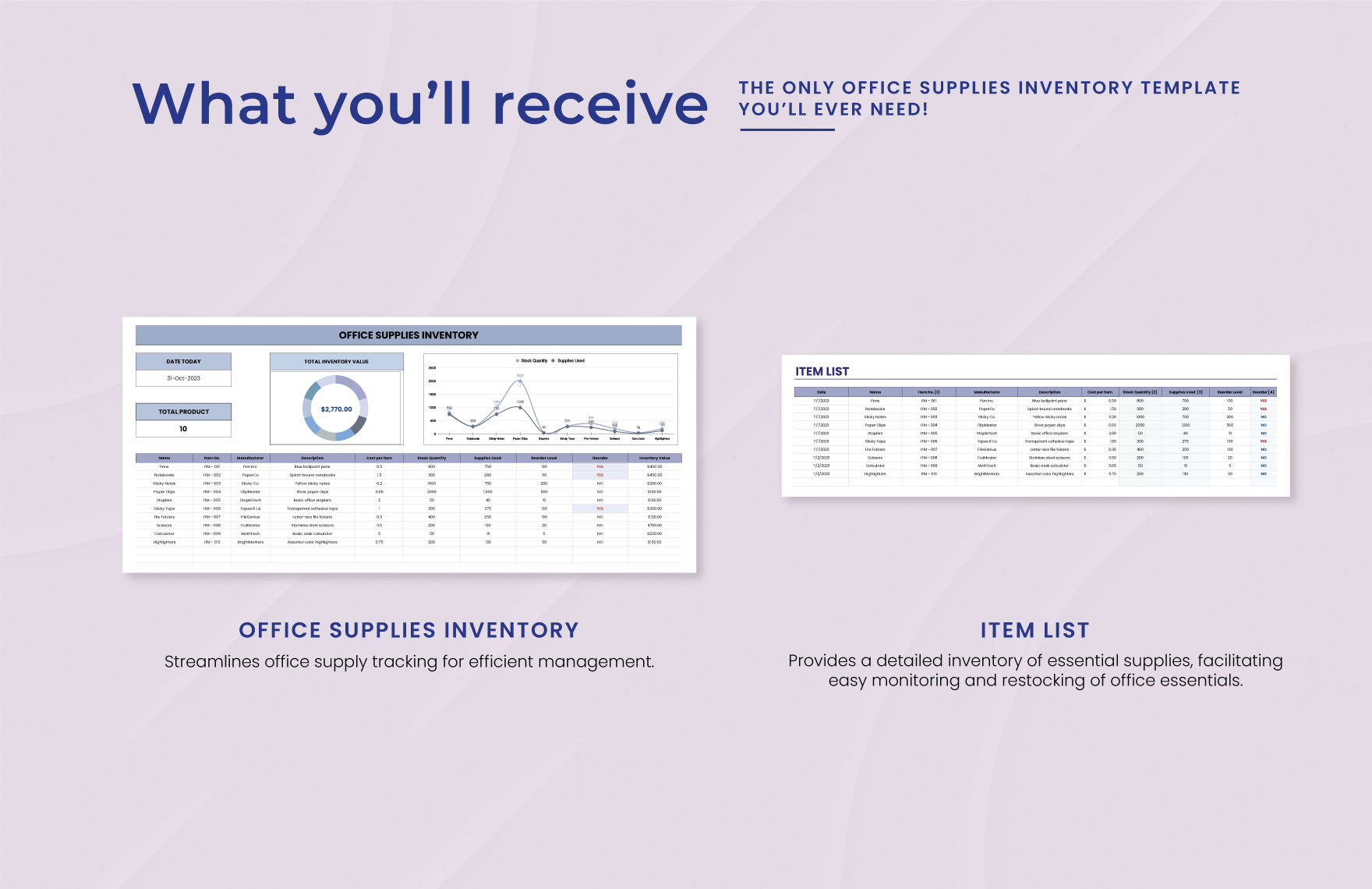 Office Supplies Inventory Template Download in Excel, Google Sheets