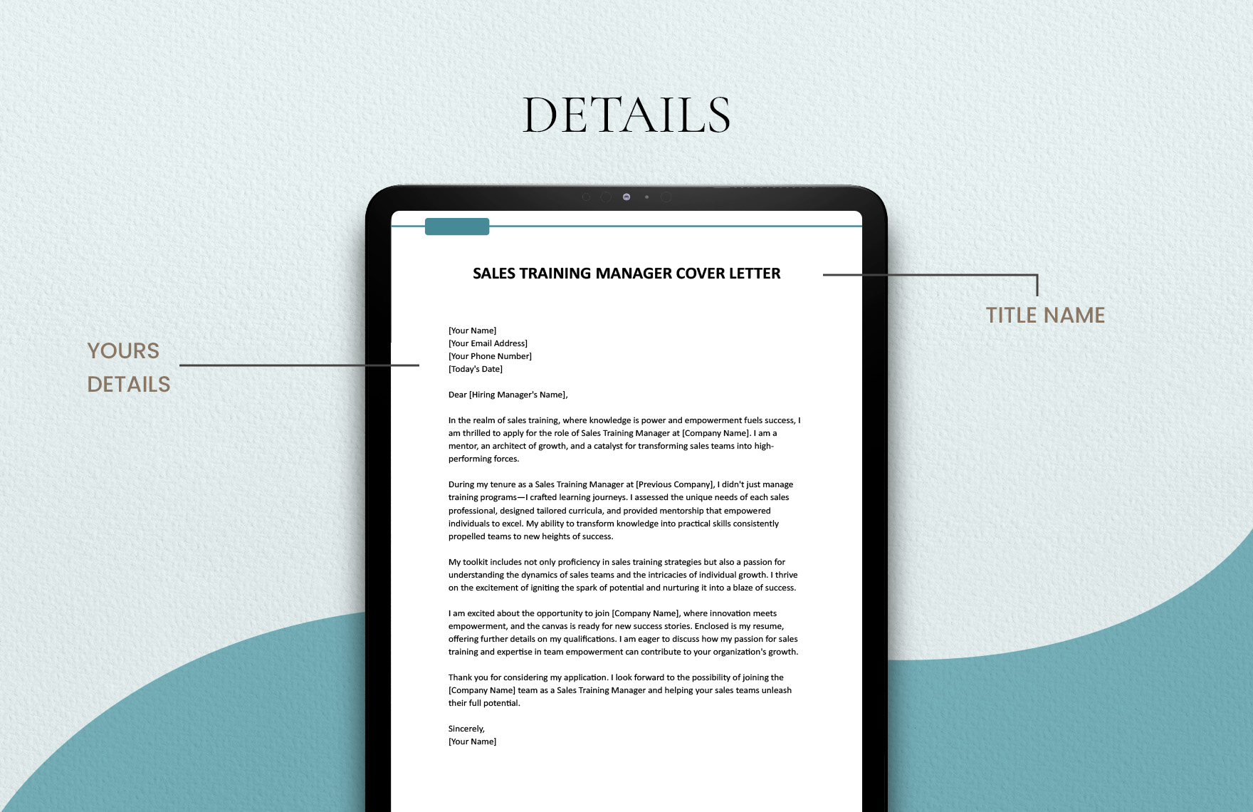 Sales Training Manager Cover Letter