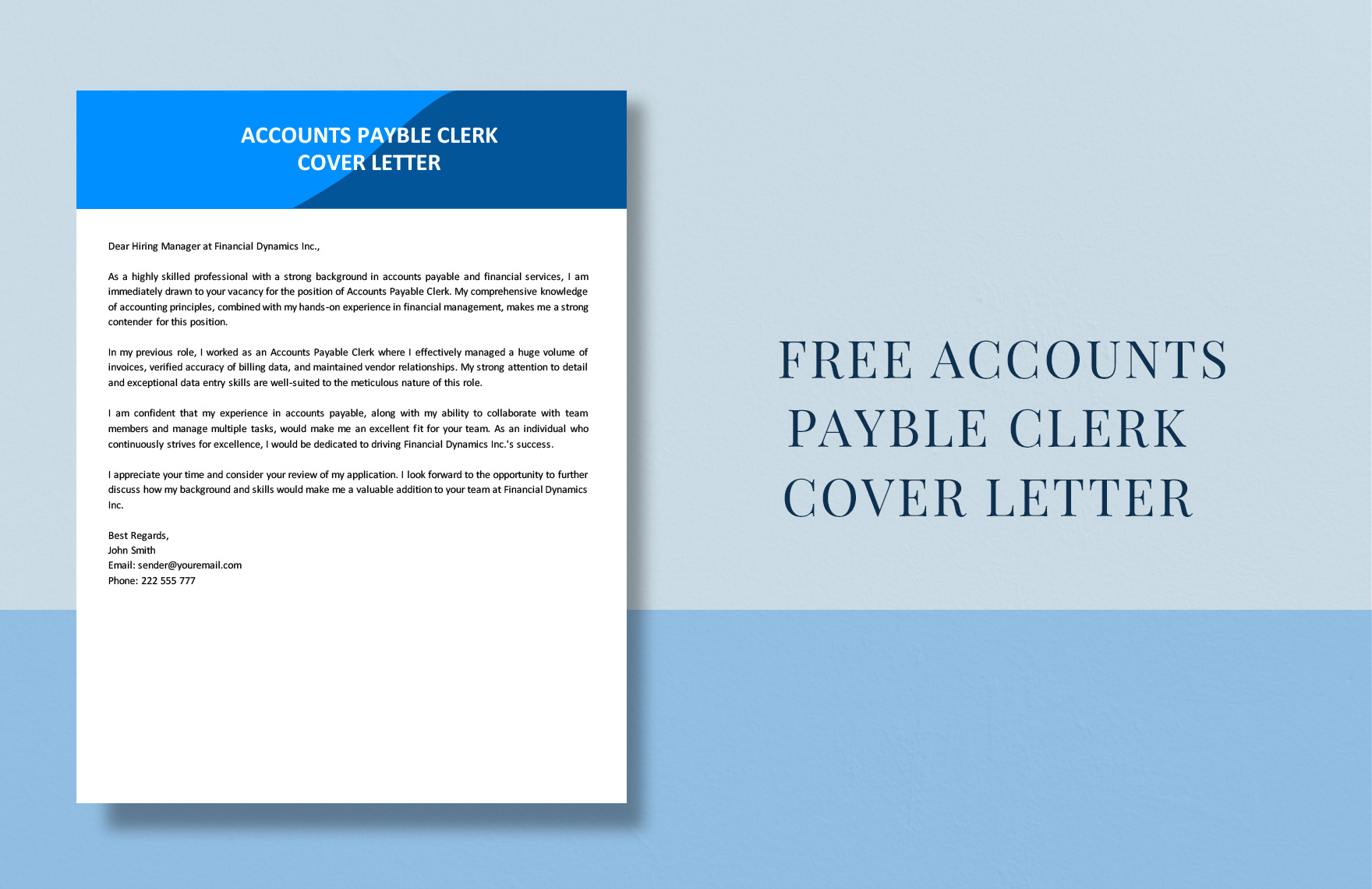 Accounts Payable Clerk Cover Letter in Word, Google Docs, PDF