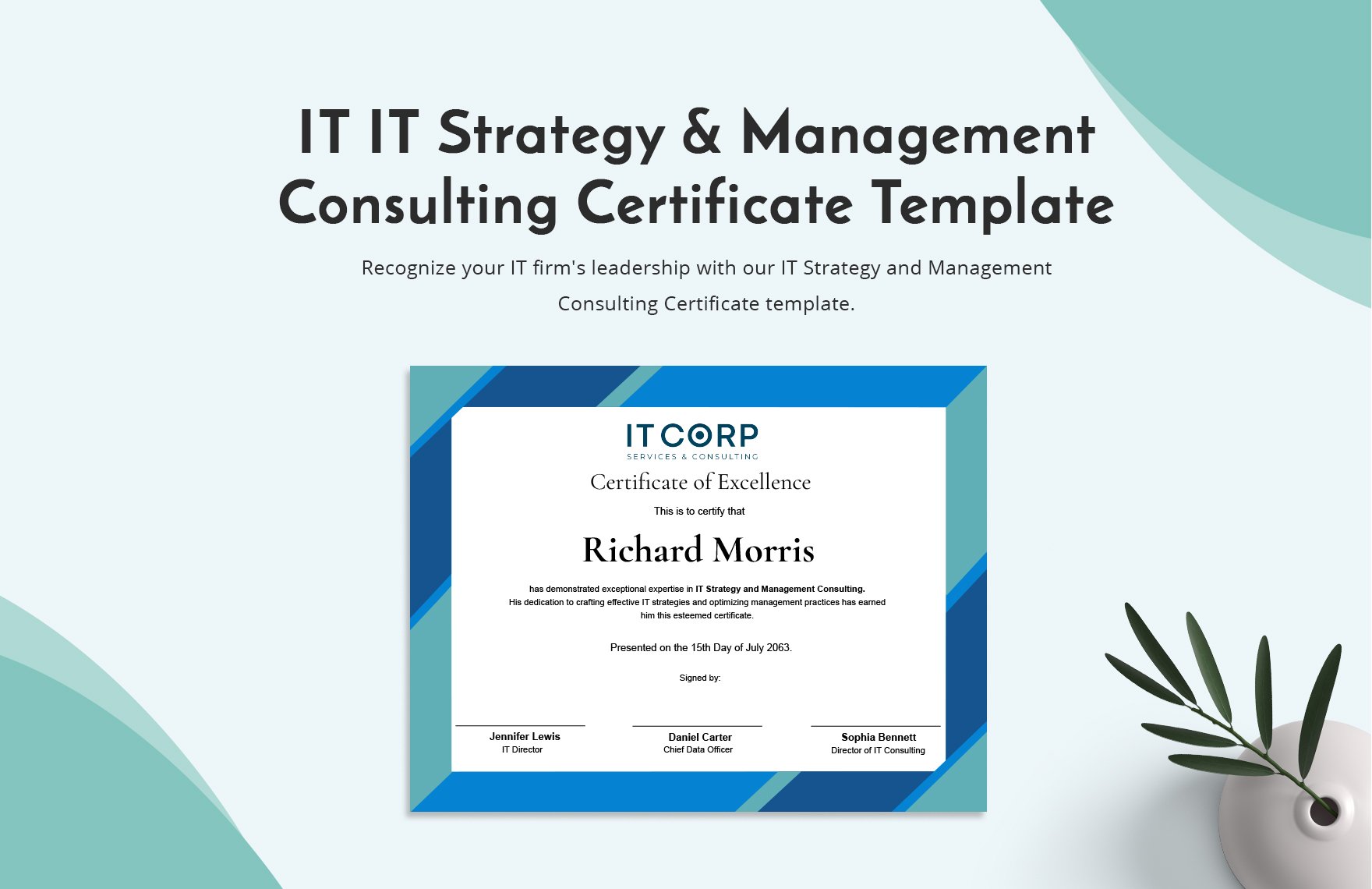 IT IT Strategy & Management Consulting Certificate Template in Word, Illustrator, PSD