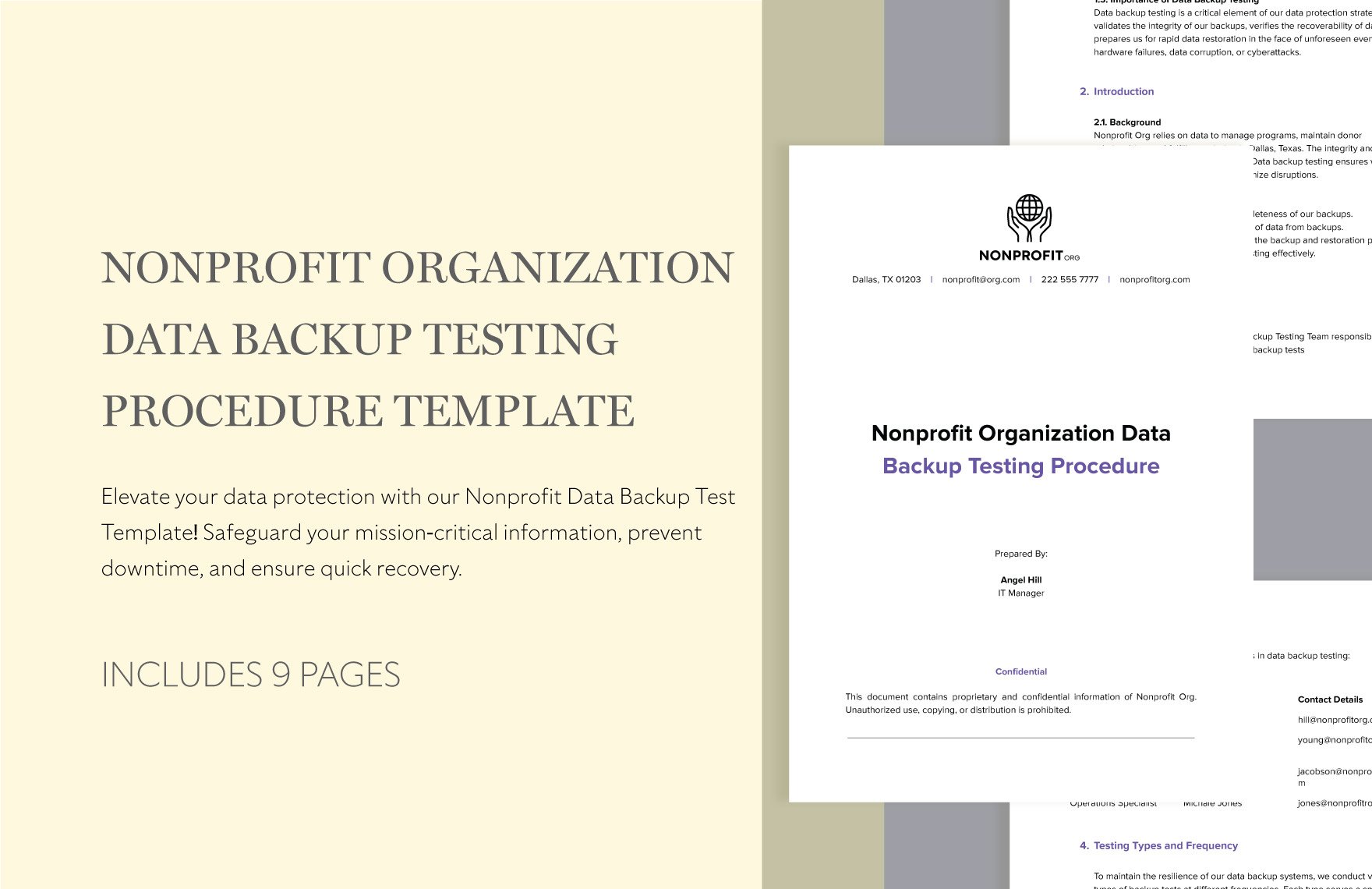 Nonprofit Organization Data Backup Testing Procedure Template in Word, PDF