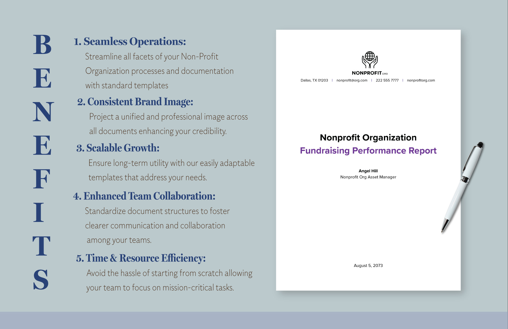 Nonprofit Organization Fundraising Performance Report Template