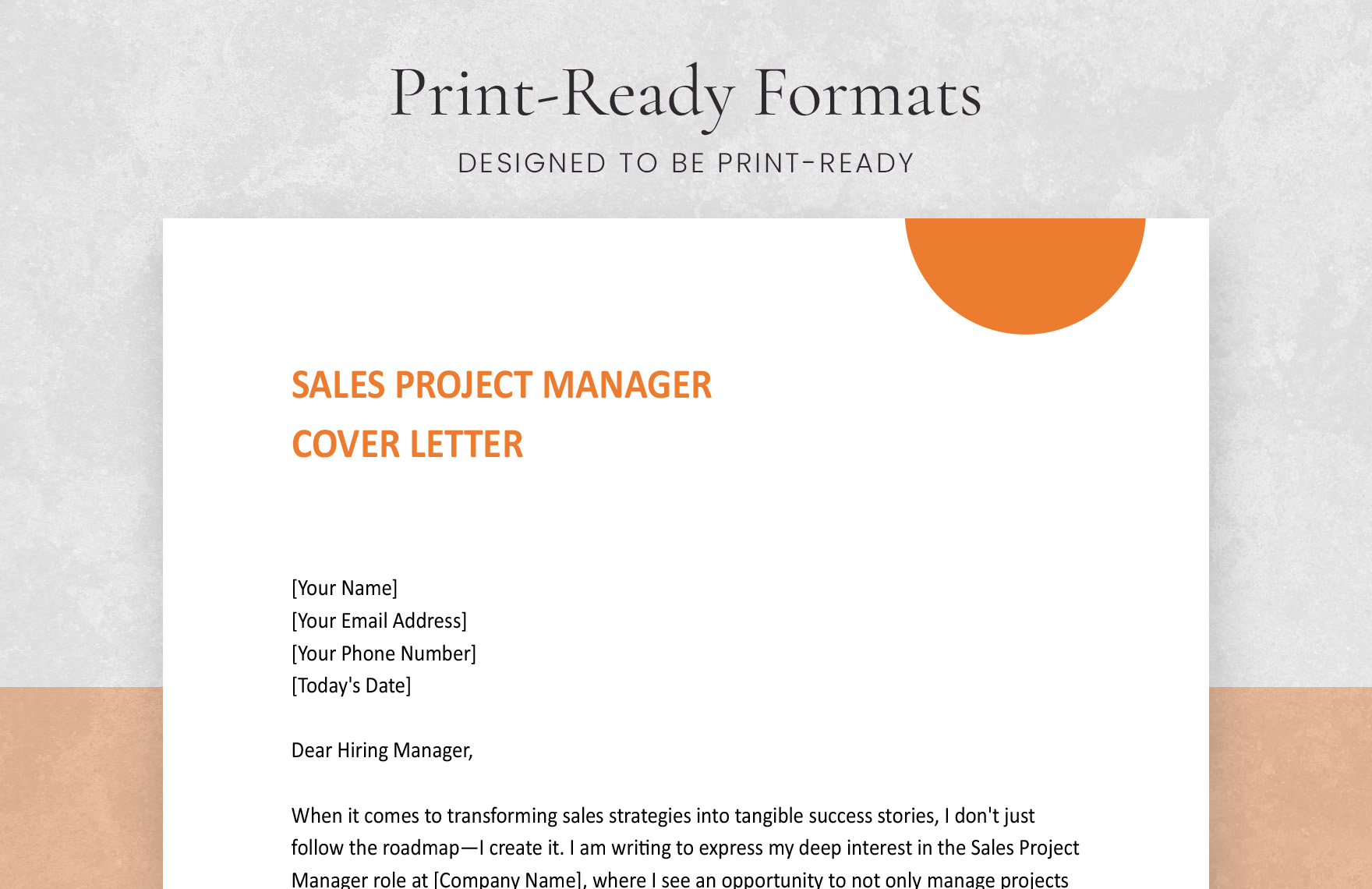 Sales Project Manager Cover Letter