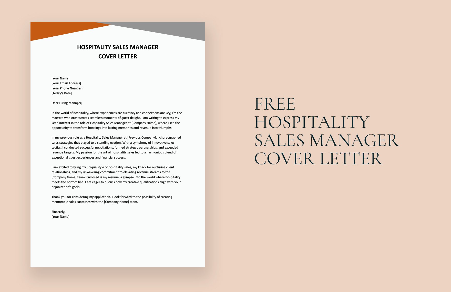 Hospitality Sales Manager Cover Letter