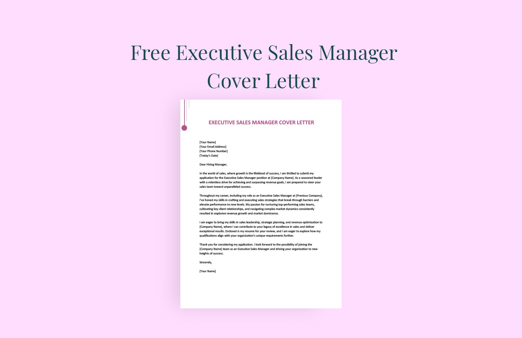 Executive Sales Manager Cover Letter