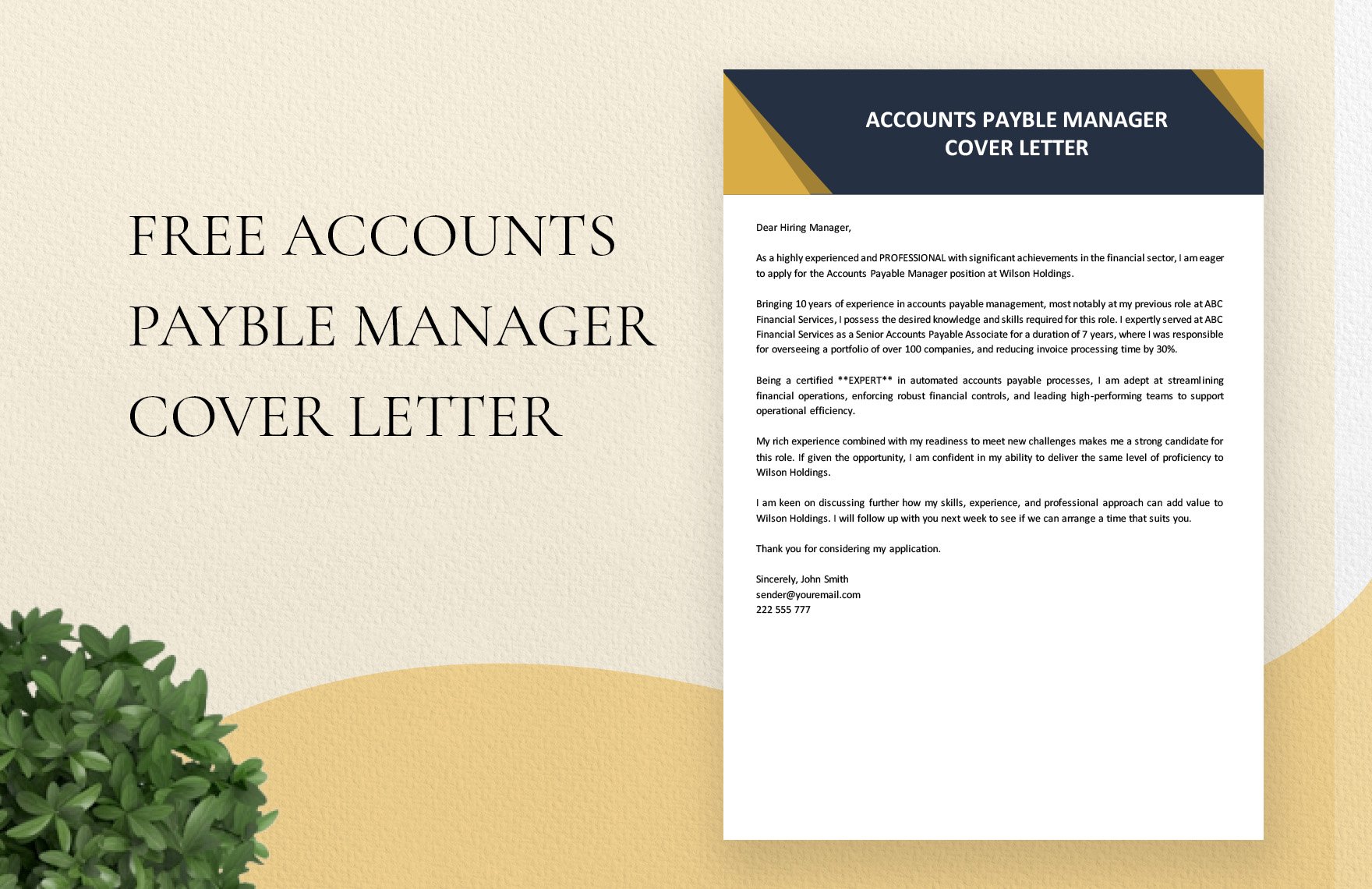 Accounts Payable Manager Cover Letter