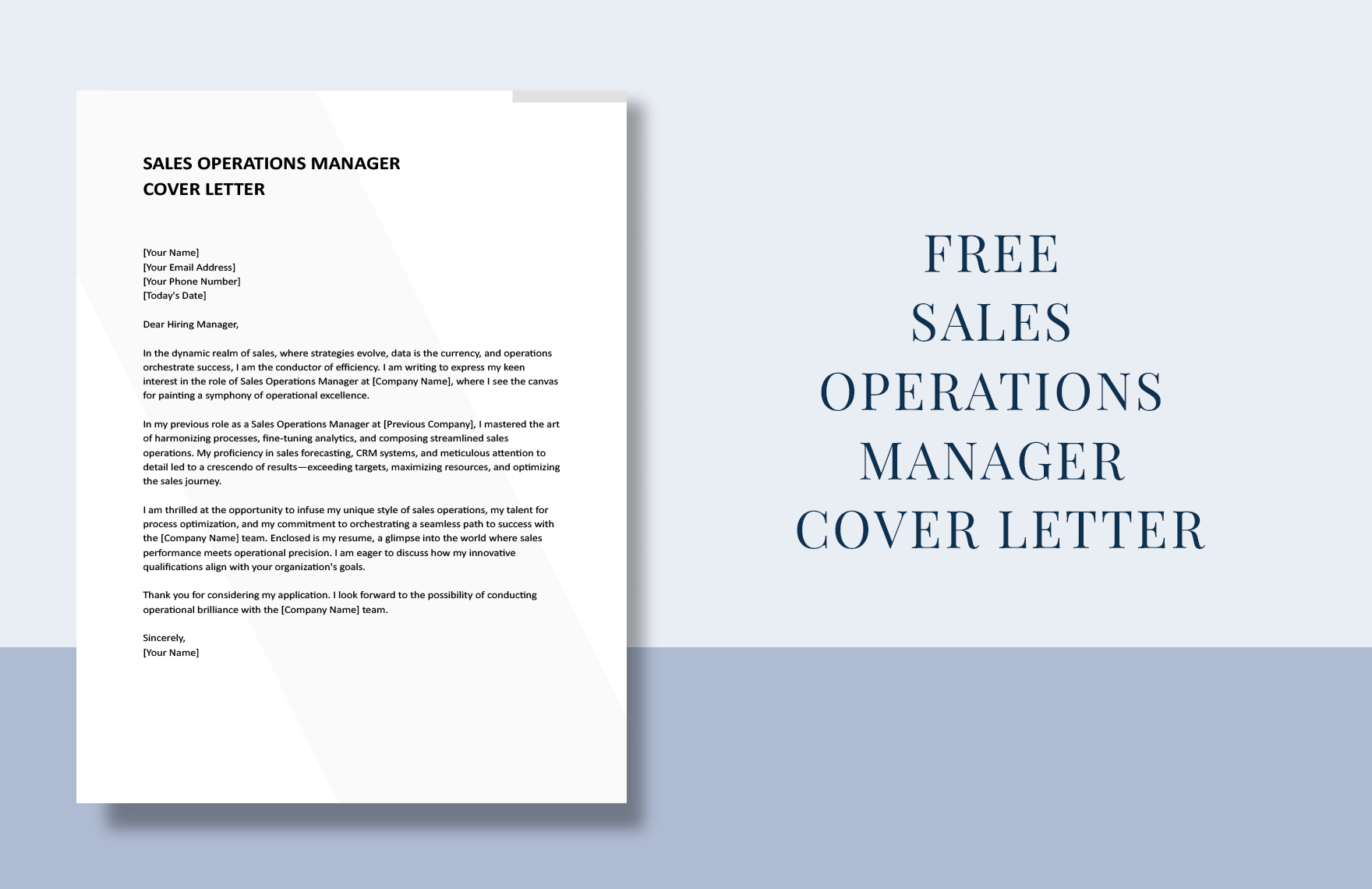 Sales Operations Manager Cover Letter