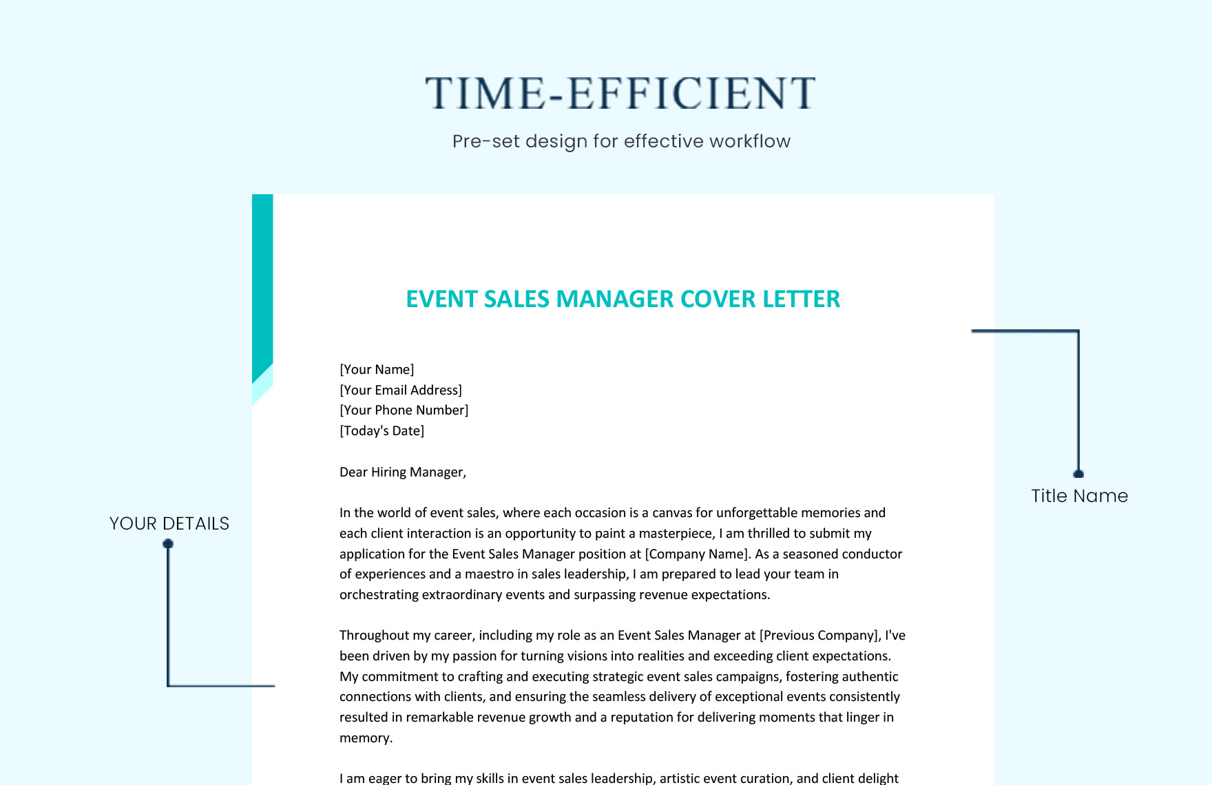 Event Sales Manager Cover Letter